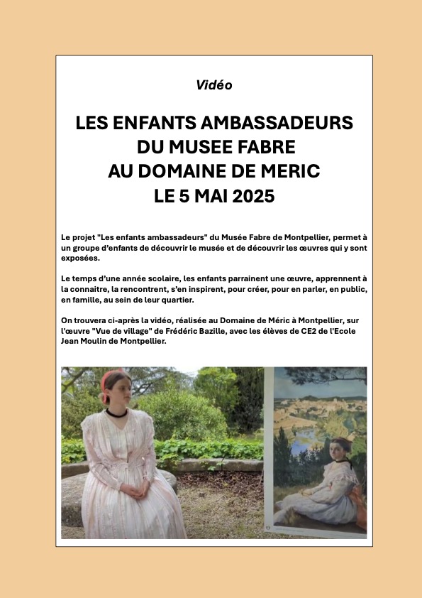 Les enfants ambassadeurs du Musée Fabre à Méric Les enfants ambassadeurs du Musée Fabre à Méric